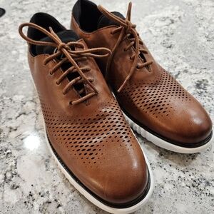Cole Haan Brown Zerogrand Perforated Leather Wingtips